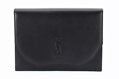 Yves Saint Laurent [Rank AA] YSL Cassandra Clutch Bag Purse Leather Black Auth • $465.21