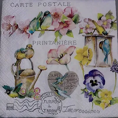 £1.40 • Buy 4x Paper Napkins Serviettes Decoupage Vintage French Postcard Garden