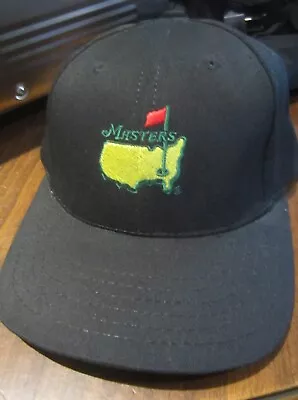 MASTERS BLACK LOGO PERFORMANCE Cap HAT AUGUSTA NATIONAL GOLF ADJUSTABLE NEW • $44.99