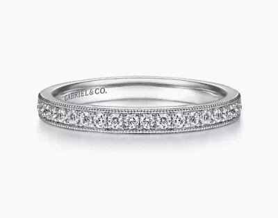 Gabriel & Co 14K White Gold Micro Pave Diamond Wedding Band – 0.25 Ct • $299