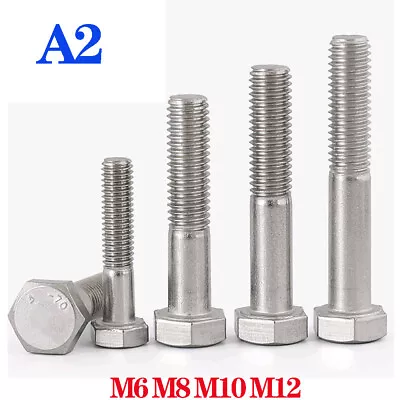 Hex Head Screws A2 Stainless Hexagon Bolts Screws Half/Partial Thread M6 M8~M12  • $3.95