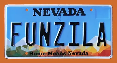 Nevada Graphic Vanity License Plate   Funzila   Las Vegas Means Lots Of Fun Zila • $34.99