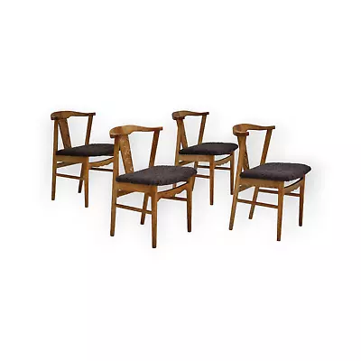 1960s Danish Design By Henning Kjærnulf Set Of 4 Dinning Chairs Oak Wood. • £940.10