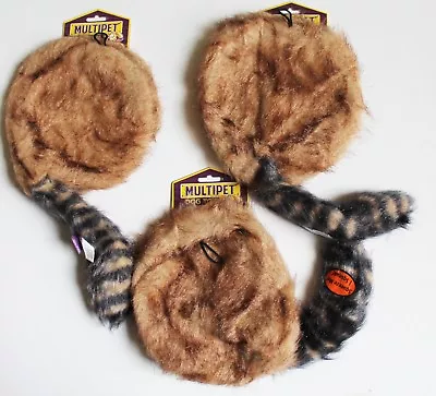 NEW Large Plush Frontier Coon Skin Raccoon Tail Hat Dog Toy Toys Furry Squeakers • $9.99