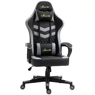 Vinsetto Racing Gaming Chair W/ Lumbar Support Gamer Office Chair Black Grey • £89.99
