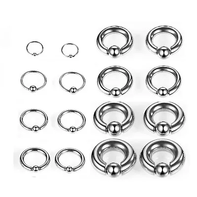 1 Pc Surgical Steel Captive Bead Ring Cartilage Ear Piercing Tragus Lip Hoop • £1.19