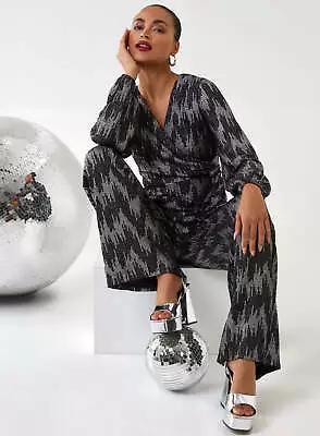 £14 • Buy  Blue Vanilla Womens SILVER Wrap Tie Jumpsuit 