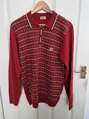 Gabicci Vintage Ernest Winter Knit Polo - Rosso Olivio - LARGE.  WORN ONCE. • £25