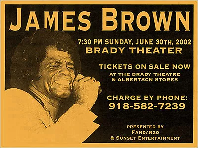 JAMES BROWN 2002 Original Tulsa Brady Theater Concert Flyer • $20