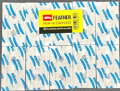 10 FEATHER New Hi-Stainless Platinum Coated Double Edge Razor Blades - Japan • $4.99