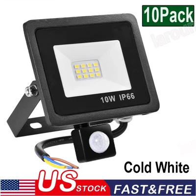 $50.99 • Buy 10X 10W PIR Motion Sensor LED Flood Light Outdoor Security Lighting Cool White