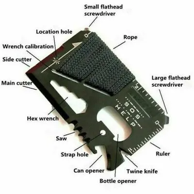 Credit Card Tool 14 In 1 Stainless Steel Multi Pocket Survival Camping Tools • $4.75