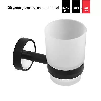 £14.99 • Buy Toothbrush Holder,Frosted Glass Tumbler,Stainless Steel,Self Adhesive,Made In EU