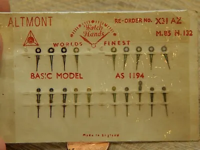 Vintage NOS Altmont AS 1194 Gold /Silver /Black/ Luminous Watch Hands 9 Pair • $35