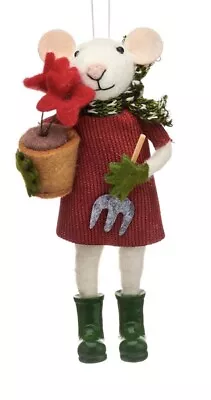 Hanging Garden Lady Mouse Felt Handmade Standing Decoration Christmas Gift • £14.95