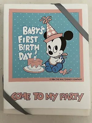 Vintage 1984 Walt Disney Mickey Mouse Baby's First Birthday Invitations 8 Ct • $5.99