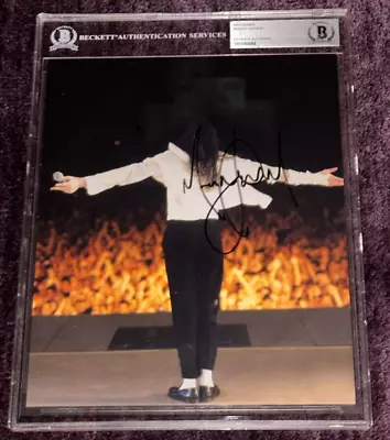 MICHAEL JACKSON Signed 8 X 10 Concert PHOTO BAS Beckett Auth & Encapsulated • $3999.95