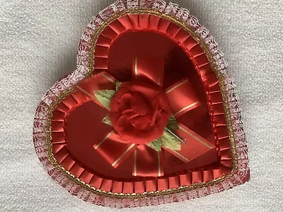 Vintage Red Pleated Rose Heart Valentine Candy Box Whitmans Chocolate Box Only • $24.98