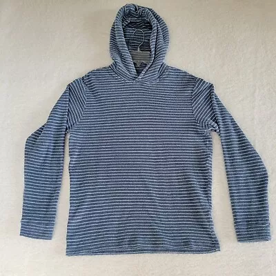 Bonobos Soft Terry Knit Striped Hoodie Pullover Blue White Slim Fit Men's Medium • $24.99