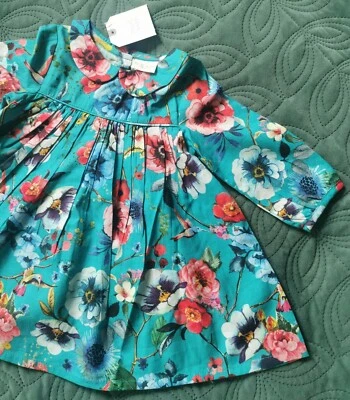 £3.90 • Buy Next Peter Pan Collar Floral Dress Teal Turquoise 3-6 M Girl Humming-bird Party
