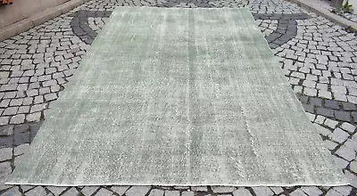 $585 • Buy Green Vintage Oushak Rug 6'3 X 10'2 Ft Anatolian Oushak Area Wool Rug