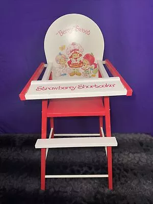 Vintage STRAWBERRY SHORTCAKE Toy Doll Baby Wooden 27  Tall High Chair  • $98.84