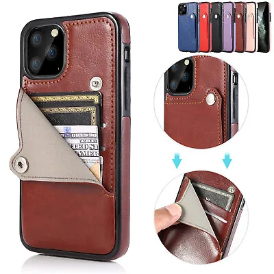 $12.09 • Buy Leather Card Holder Back Cover Case For IPhone SE 11 12 13 14 Pro MaxX Xr Xs 7 8