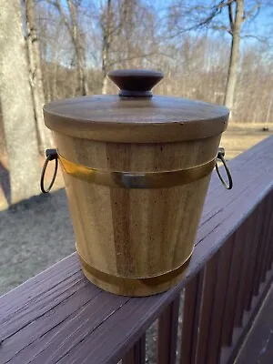 Vintage KMC 60’s Wood Ice Bucket Brass Rings • $19.99