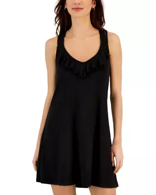 J Valdi Women's Ruffle Dress Cover-Up Black Size XL 0750 • $19.60