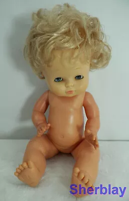 VINTAGE FAMOSA BABY DOLL Spain 14  Nude APPROX 1970's Blue Eyes Blonde Hair • $19.99