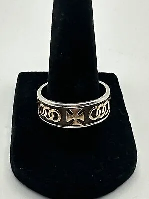 Retired James Avery Size 11 Maltese Cross Ring 14kt Gold And Sterling Silver • $300