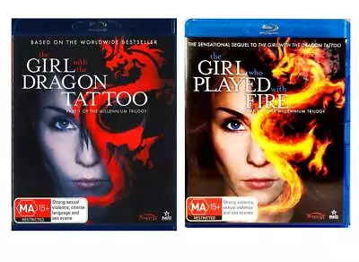 Girl With The Dragon Tattoo & Girl Who Played Fire Blu-ray 2 X Movies LIKE NEW • $13.02