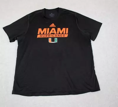 Miami Hurricanes Sz 2XL Adidas Creator Short Sleeve Shirt Men's Black Used • $15