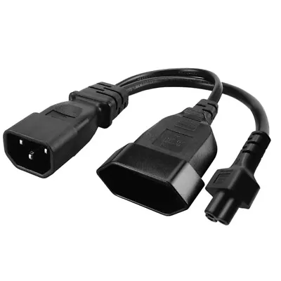 Y-splitter Adapter Line IEC320 C14 Plug Male To C5+EU4.0mm Female Power Cord • $11.63