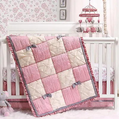 Bella Crib Bedding Set For Baby Girls - 3 Piece Nursery Set - Crib Quilt Fitted • $112.17