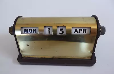 Mid Century Vintage Brass Rolling Day Date Desk Top Calendar WORKS • $34