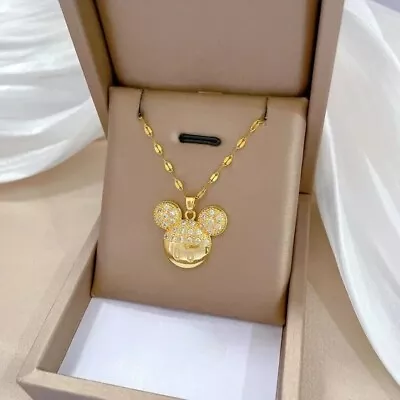 Cartoon Disney Mickey Minnie Mouse Studded With Zircon Necklace For Women Girl • $10.99