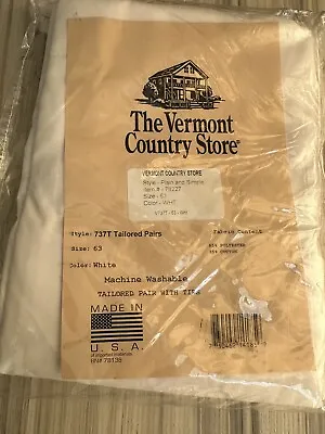 The Vermont Country Store Tailored Curtain Pairs NEW With Ties 63” • $22