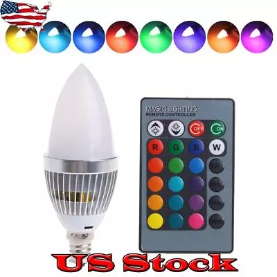 1-10PACK 3W RGB E12 E14 Candelabra LED Bulb Color Changing Candle Light Lamp US • $12.29