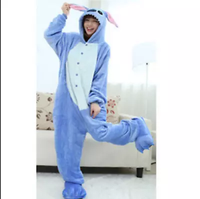 Unisex Adult Disney Lilo Stitch Blue Stitch Pajamas Costume Cosplay Sleepwear I1 • £19.99