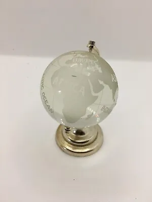 Vintage World Globe Papperweight Etched Frosted Glass Clear • $12.97