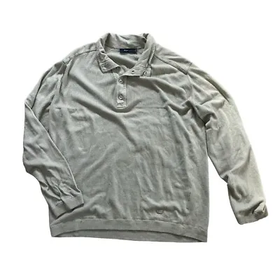 Ermenegildo Zegna Sport Men's Long Sleeve Knit Polo Shirt Gray Size XXL • $42