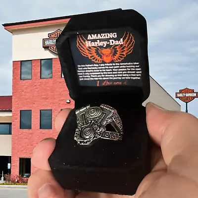 $50 • Buy Harley-Davidson Men's V-Twin Motor Ring Fathers Day Custom Message Box