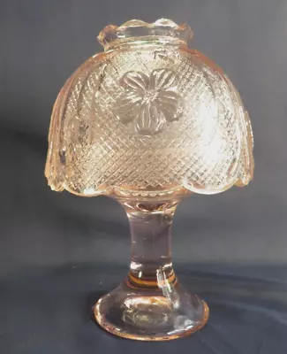 Vintage Pink Floral Pressed Glass Mini Fairy Lamp Candle Holder Made In Taiwan • $12