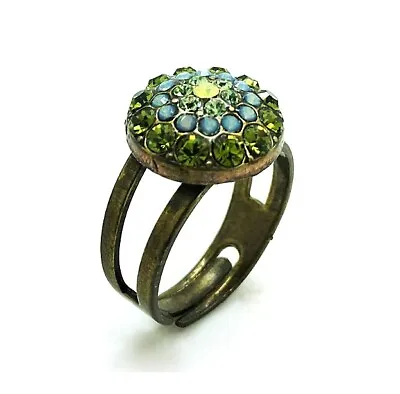 Mariana Ring Beautiful Round Shape Green Light Blue & Yellow Swarovski Crystals • $67