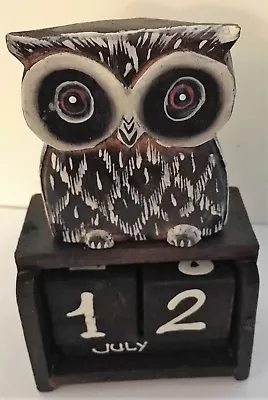 £6.95 • Buy Shabby Chic Standing Owl Perpetual Calendar Wooden (Hand Carved)