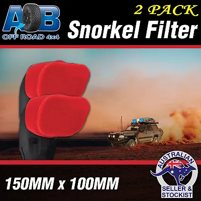 2 X RED Snorkel Sock Pre Filter Cleaner 3  150x100mm Ram Head Cover Air Filter • $41