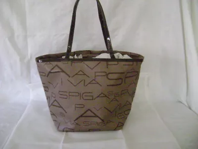 New VIA SPIGA Sport Tote Bag-brown/tan Signature Coated Fabric Ext-all Weather • $25.99