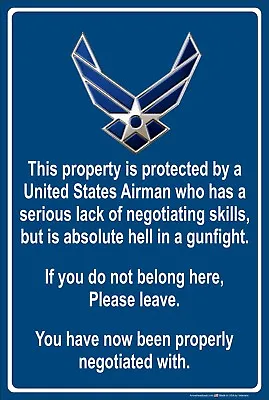 $11.50 • Buy Property Protected By Airman U.S. Air Force 8  X 12  Aluminum Metal Sign