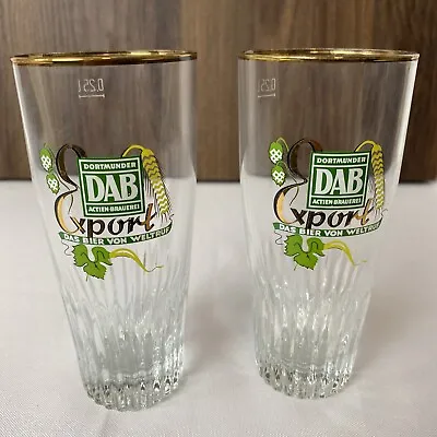 LOT Of 2 DAB Export Dormunder Actien Brauerie Vintage Beer Glass .25L • $11.88